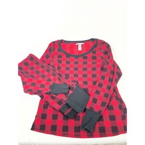 Victoria's Secret Buffalo Check Thermal PJ Set Women XL Red/Black Y2K Loungewear